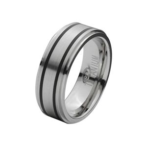 INOX Titanium 8mm Band with Two Black Rubber Lines